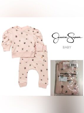 🆕JESSICA SIMPSON BABY - 6/9M - NWT - 2PC PINK FLORAL OUTFIT